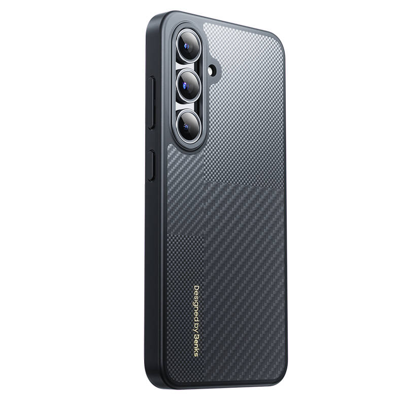 Galaxy S24 Kılıf M-safe Şarj Özellikli Karbon Fiber Benks Montage Hybrid ArmorPro Kevlar Kapak