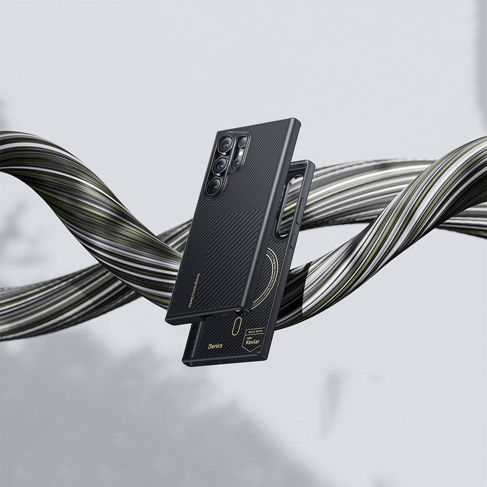 Galaxy S24 Kılıf M-safe Şarj Özellikli Karbon Fiber Benks Montage Hybrid ArmorPro Kevlar Kapak