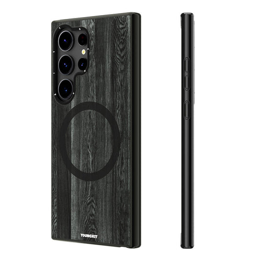 Galaxy S24 Ultra Kılıf M-safe Şarj Özellikli Sararmaya Dayanıklı Youngkit Wood Forest Serisi Kapak