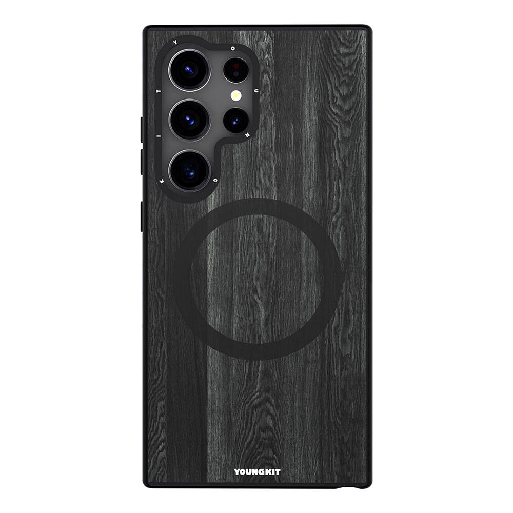 Galaxy S24 Ultra Kılıf M-safe Şarj Özellikli Sararmaya Dayanıklı Youngkit Wood Forest Serisi Kapak