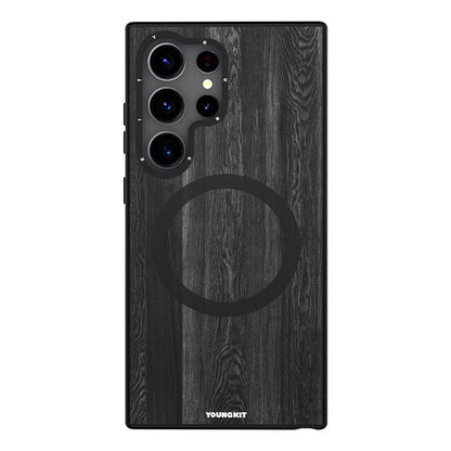 Galaxy S24 Ultra Kılıf M-safe Şarj Özellikli Sararmaya Dayanıklı Youngkit Wood Forest Serisi Kapak