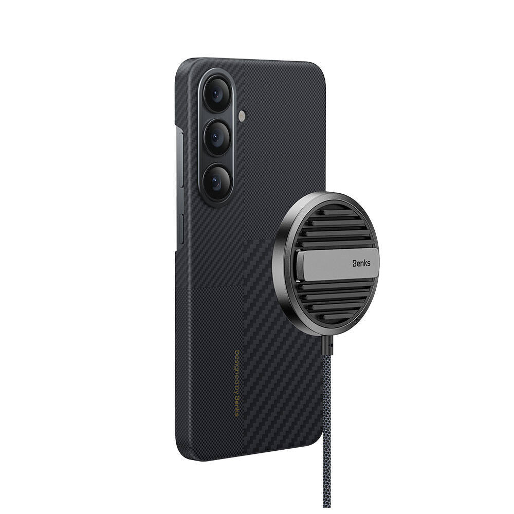 Galaxy S24 Plus M-safe Şarj Özellikli Karbon Fiber Benks Montage ArmorAir Kevlar Kapak