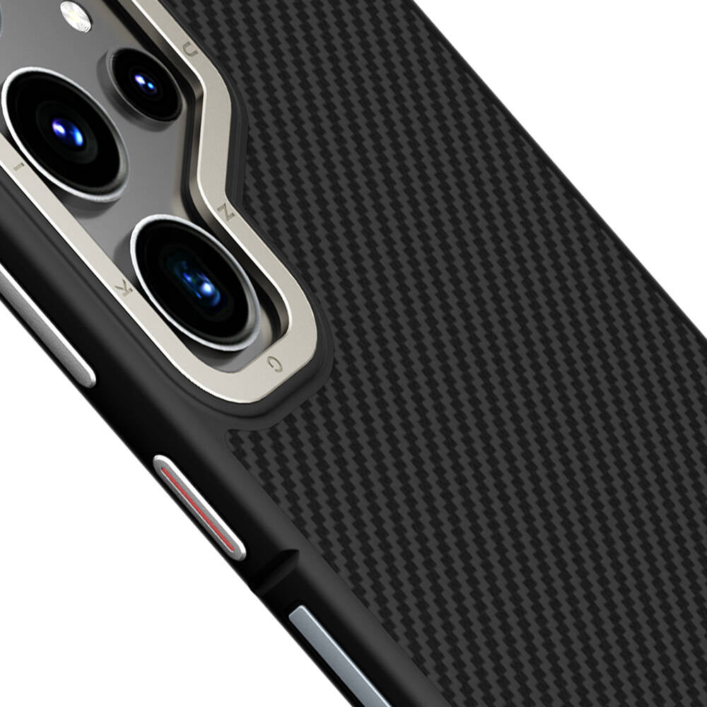 Galaxy S24 Ultra Kılıf M-safe Şarj Özellikli Aramid Fiber Tasarımlı Youngkit 600D Kevlar Serisi Kapak