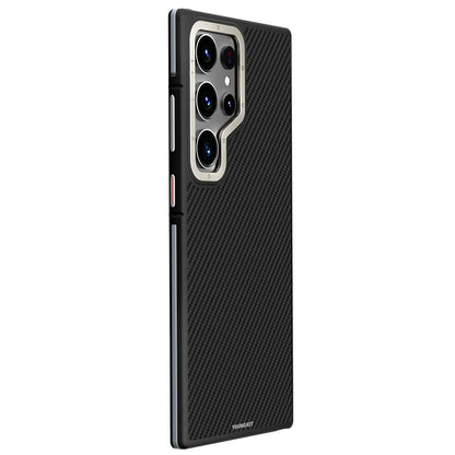 Galaxy S24 Ultra Kılıf M-safe Şarj Özellikli Aramid Fiber Tasarımlı Youngkit 600D Kevlar Serisi Kapak