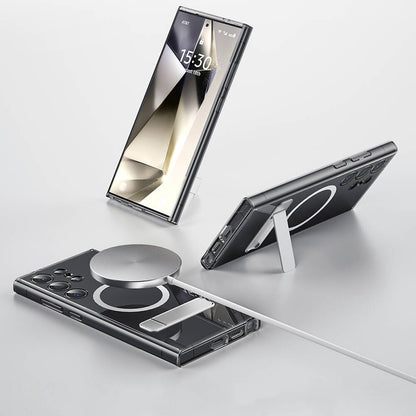 Galaxy S24 Ultra Kılıf M-safe Şarj Özellikli Kamera Korumalı Standlı Wiwu KCC-025 Aurora Serisi Kapak