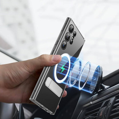 Galaxy S24 Ultra Kılıf M-safe Şarj Özellikli Kamera Korumalı Standlı Wiwu KCC-025 Aurora Serisi Kapak