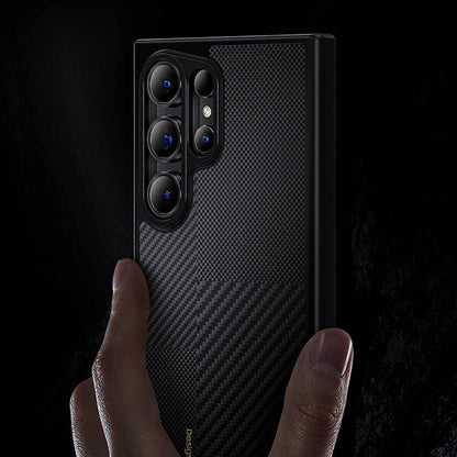 Galaxy S24 Ultra Kılıf M-safe Şarj Özellikli Karbon Fiber Benks Montage Hybrid ArmorPro Kevlar Kapak