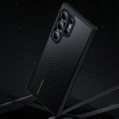 Galaxy S24 Ultra Kılıf M-safe Şarj Özellikli Karbon Fiber Benks Montage Hybrid ArmorPro Kevlar Kapak