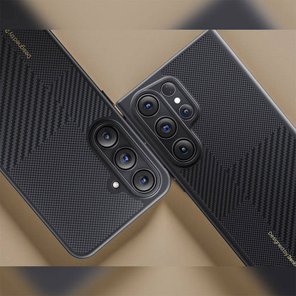 Galaxy S24 Ultra Kılıf M-safe Şarj Özellikli Karbon Fiber Benks Montage Hybrid ArmorPro Kevlar Kapak