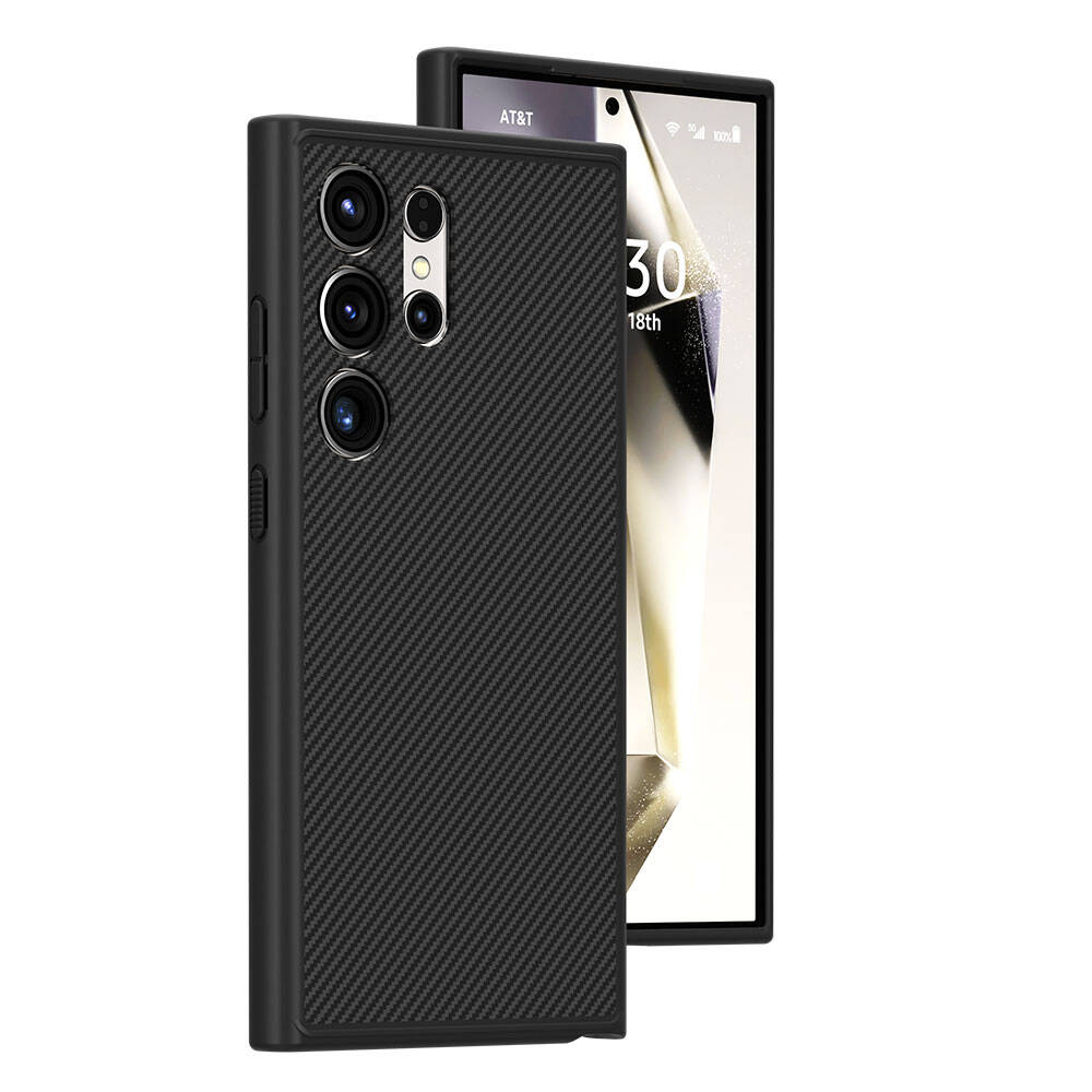 Galaxy S24 Ultra Kılıf M-safe Şarj Özellikli Karbon Fiber Görünümlü Zore T-Karbon Kapak