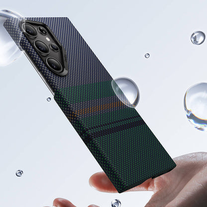 Galaxy S24 Ultra Kılıf M-safe Şarj Özellikli Karbon Fiber Tasarımlı Benks Aurora ArmorAir Kevlar Kapak