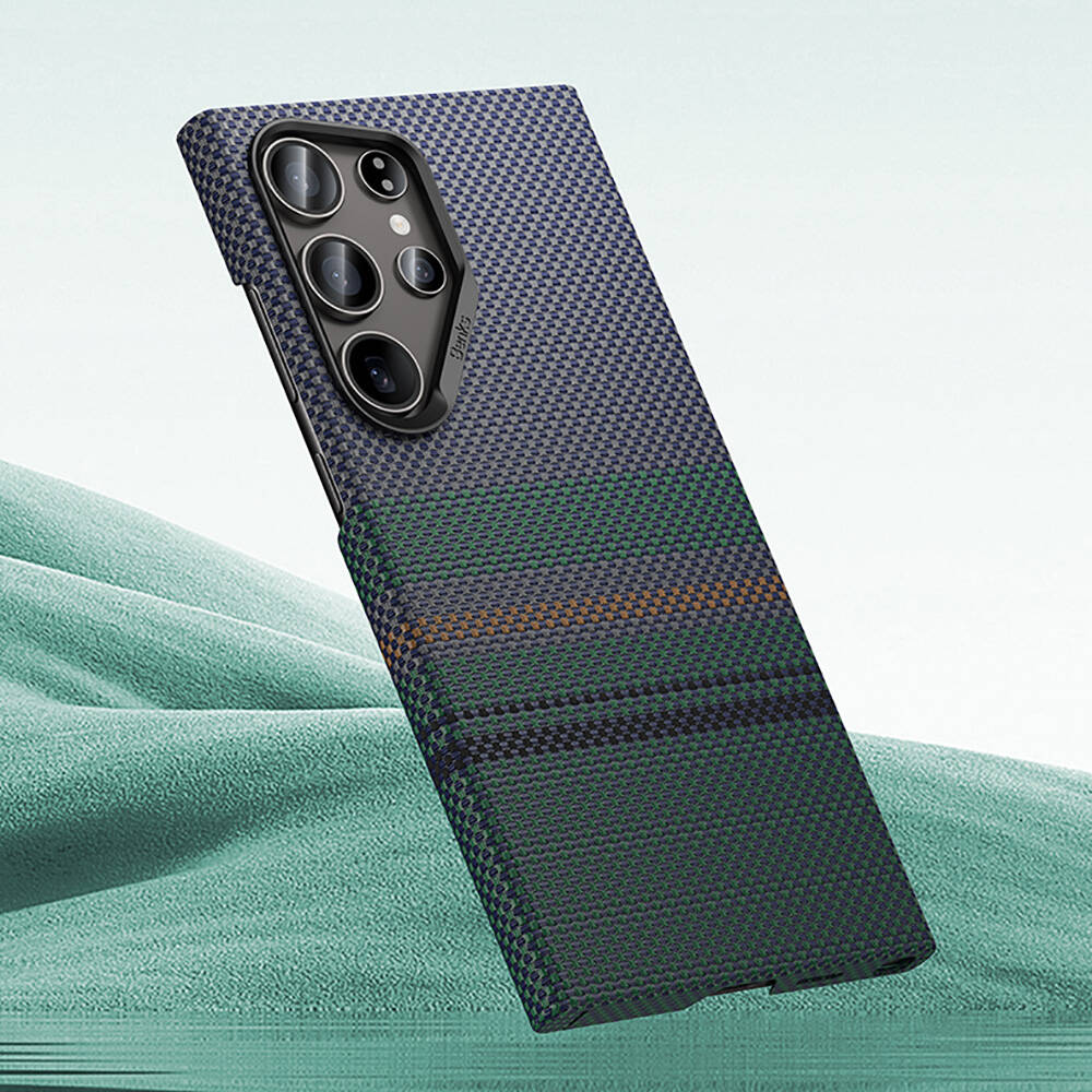 Galaxy S24 Ultra Kılıf M-safe Şarj Özellikli Karbon Fiber Tasarımlı Benks Aurora ArmorAir Kevlar Kapak