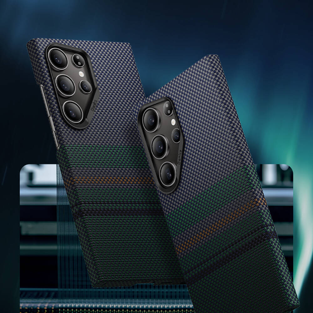 Galaxy S24 Ultra Kılıf M-safe Şarj Özellikli Karbon Fiber Tasarımlı Benks Aurora ArmorAir Kevlar Kapak