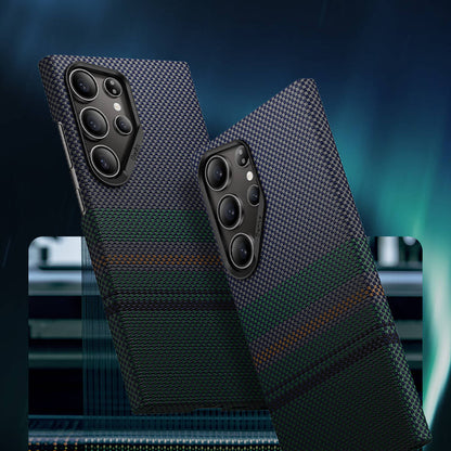 Galaxy S24 Ultra Kılıf M-safe Şarj Özellikli Karbon Fiber Tasarımlı Benks Aurora ArmorAir Kevlar Kapak