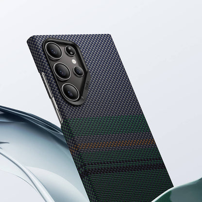 Galaxy S24 Ultra Kılıf M-safe Şarj Özellikli Karbon Fiber Tasarımlı Benks Aurora ArmorAir Kevlar Kapak