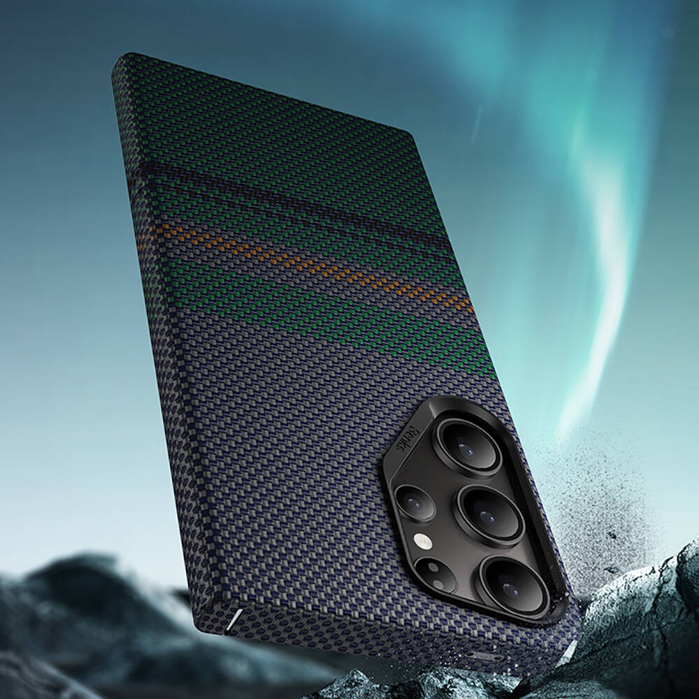 Galaxy S24 Ultra Kılıf M-safe Şarj Özellikli Karbon Fiber Tasarımlı Benks Aurora ArmorAir Kevlar Kapak