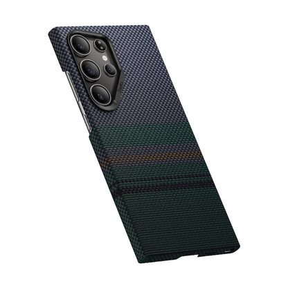 Galaxy S24 Ultra Kılıf M-safe Şarj Özellikli Karbon Fiber Tasarımlı Benks Aurora ArmorAir Kevlar Kapak