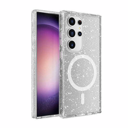 Galaxy S24 Ultra Kılıf M-safe Şarj Özellikli Parlayan Simli Saydam Renkli Zore Allstar Kapak