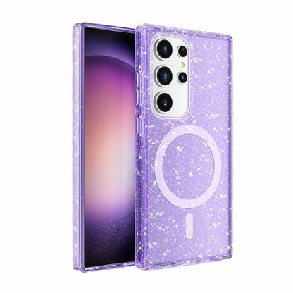 Galaxy S24 Ultra Kılıf M-safe Şarj Özellikli Parlayan Simli Saydam Renkli Zore Allstar Kapak