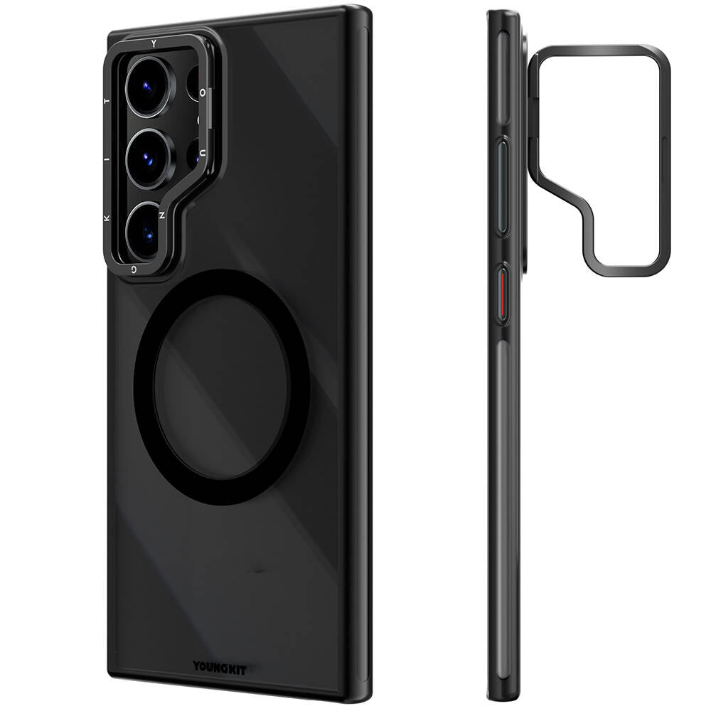 Galaxy S24 Ultra Kılıf M-safe Şarj Özellikli Sararma Önleyici Youngkit Crystal Grid Kapak