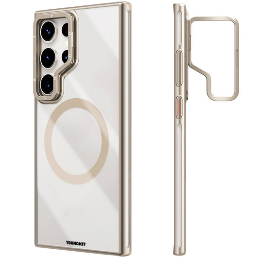 Galaxy S24 Ultra Kılıf M-safe Şarj Özellikli Sararma Önleyici Youngkit Crystal Grid Kapak