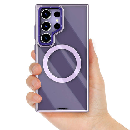 Galaxy S24 Ultra Kılıf M-safe Şarj Özellikli Sararma Önleyici Youngkit Crystal Grid Kapak