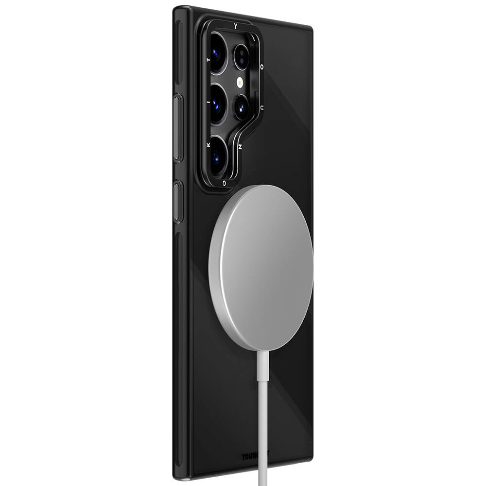 Galaxy S24 Ultra Kılıf M-safe Şarj Özellikli Sararma Önleyici Youngkit Crystal Grid Kapak