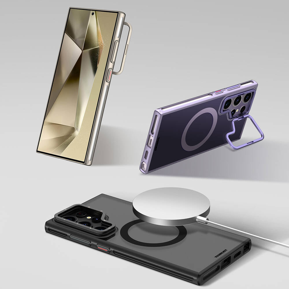 Galaxy S24 Ultra Kılıf M-safe Şarj Özellikli Sararma Önleyici Youngkit Crystal Grid Kapak