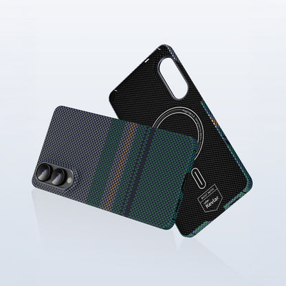 Galaxy S25 Edge Kılıf M-safe Şarj Özellikli Karbon Fiber Tasarımlı Benks Aurora ArmorAir Kevlar Kapak