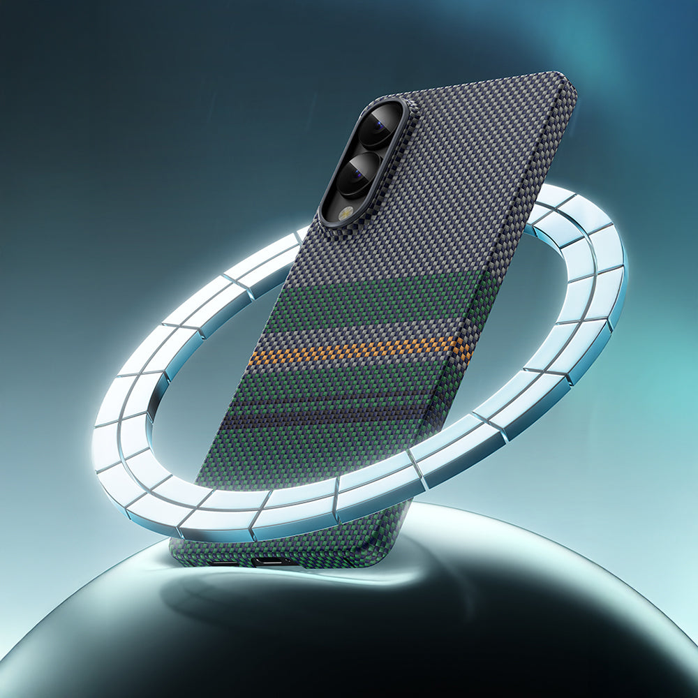 Galaxy S25 Edge Kılıf M-safe Şarj Özellikli Karbon Fiber Tasarımlı Benks Aurora ArmorAir Kevlar Kapak