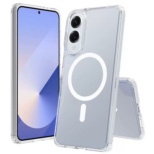 Galaxy S25 Edge Kılıf M-safe Şarj Özellikli Şeffaf Sert PC Zore Embos Kapak