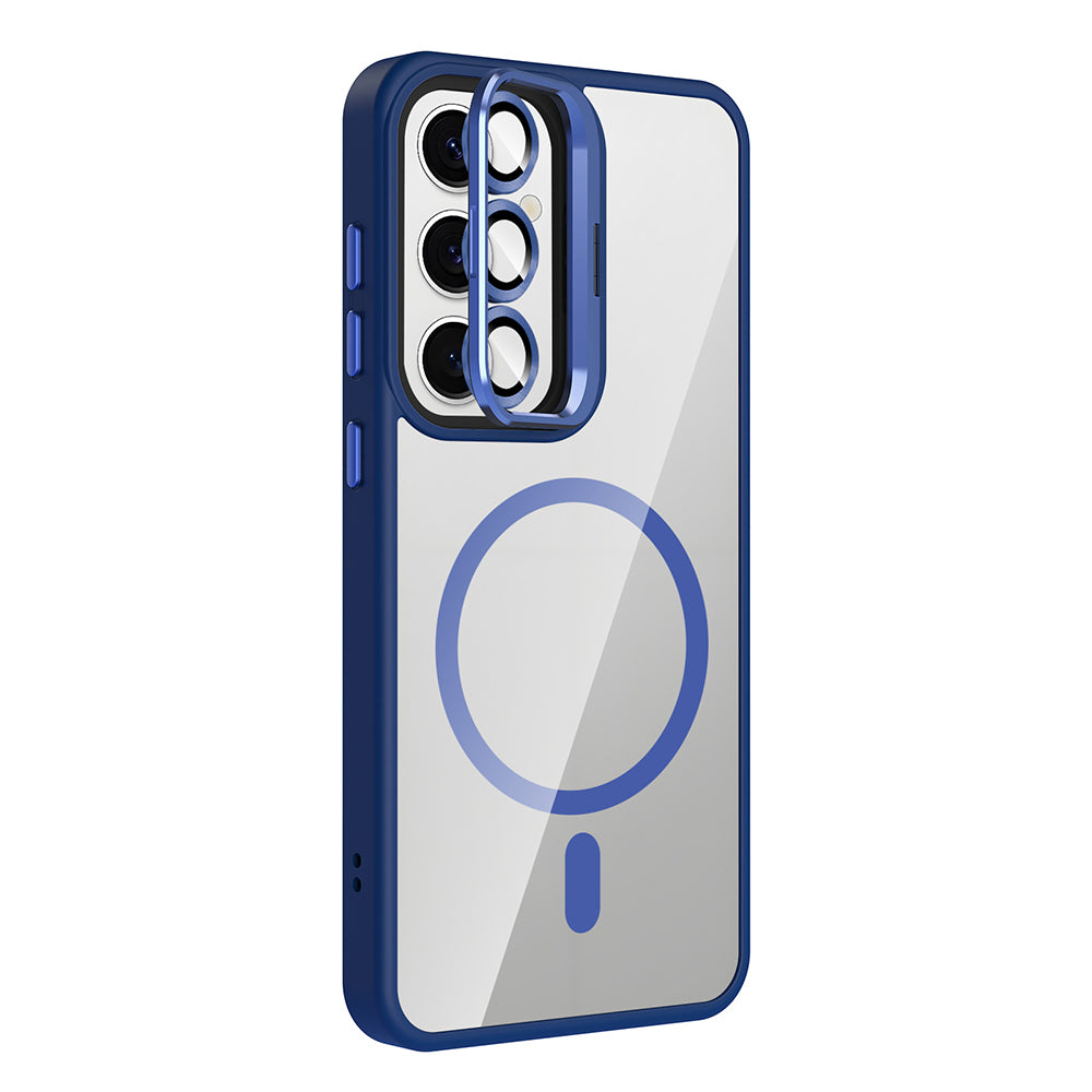 Galaxy S25 Kılıf Standlı ve Kamera Lens Hediyeli M-Safe Şarj Özellikli Zore Etro Kapak