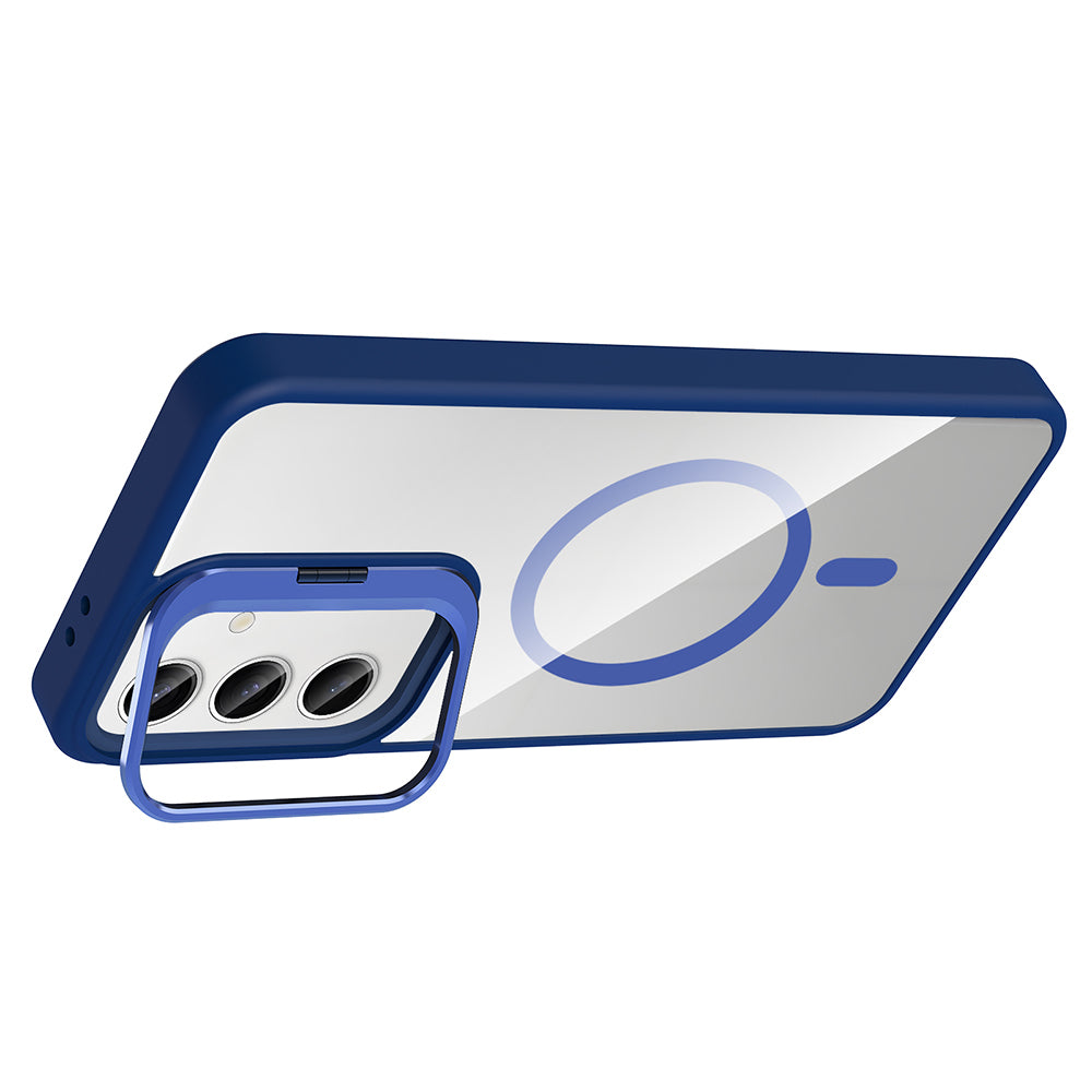 Galaxy S25 Kılıf Standlı ve Kamera Lens Hediyeli M-Safe Şarj Özellikli Zore Etro Kapak