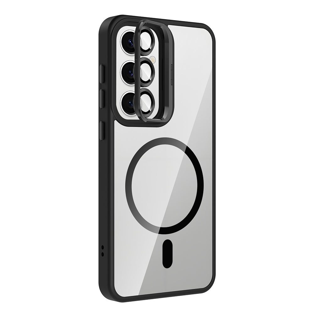 Galaxy S25 Kılıf Standlı ve Kamera Lens Hediyeli M-Safe Şarj Özellikli Zore Etro Kapak