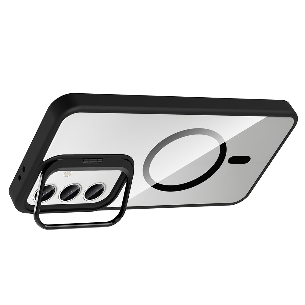 Galaxy S25 Kılıf Standlı ve Kamera Lens Hediyeli M-Safe Şarj Özellikli Zore Etro Kapak