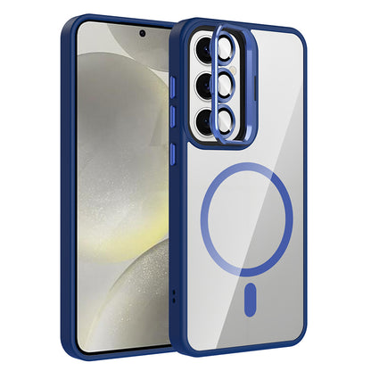 Galaxy S25 Kılıf Standlı ve Kamera Lens Hediyeli M-Safe Şarj Özellikli Zore Etro Kapak