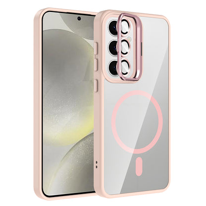 Galaxy S25 Kılıf Standlı ve Kamera Lens Hediyeli M-Safe Şarj Özellikli Zore Etro Kapak