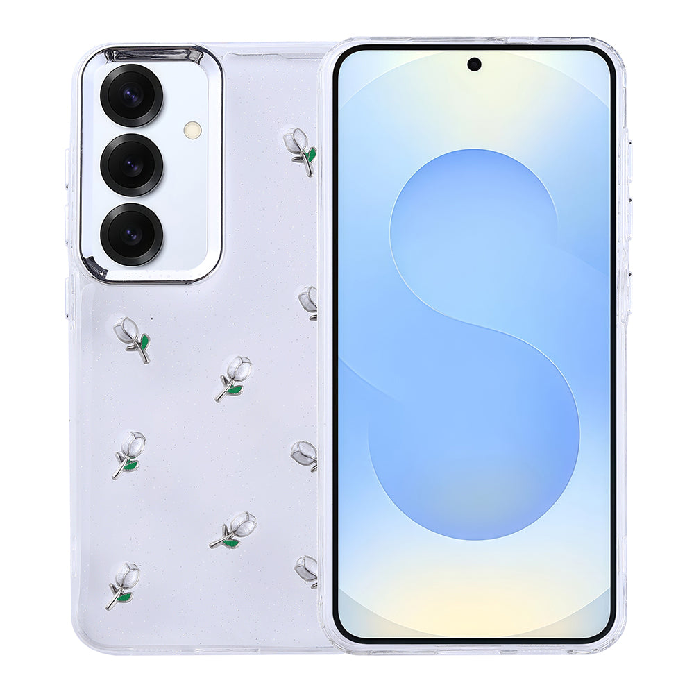 Galaxy S25 Plus Kılıf Airbag Tasarımlı Simli Şeffaf Zore Kutup Kapak