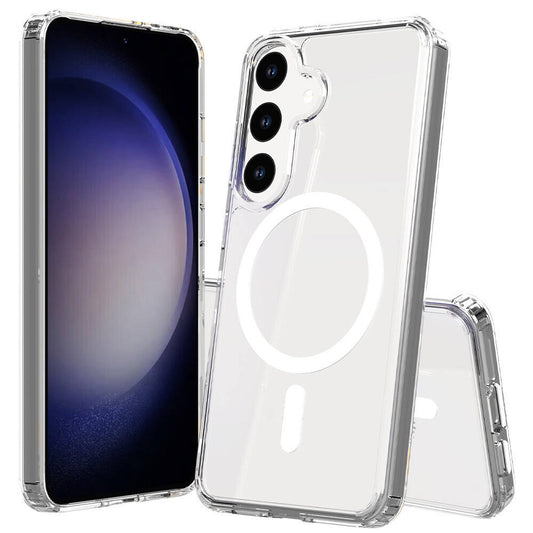 Galaxy S25 Plus Kılıf M-safe Şarj Özellikli Şeffaf Sert PC Zore Embos Kapak