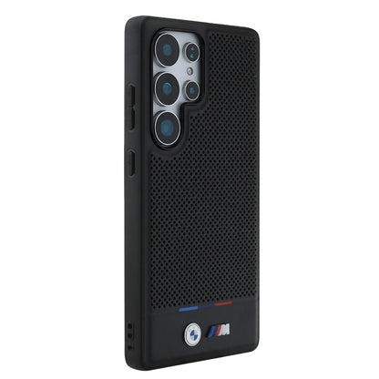 Galaxy S25 Ultra Kılıf BMW Orjinal Lisanslı M-safe Şarj Özellikli M Logolu Bottom Üç Çizgili Delikli PU Deri Kapak