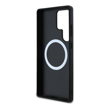 Galaxy S25 Ultra Kılıf BMW Orjinal Lisanslı M-safe Şarj Özellikli M Logolu Bottom Üç Çizgili Delikli PU Deri Kapak