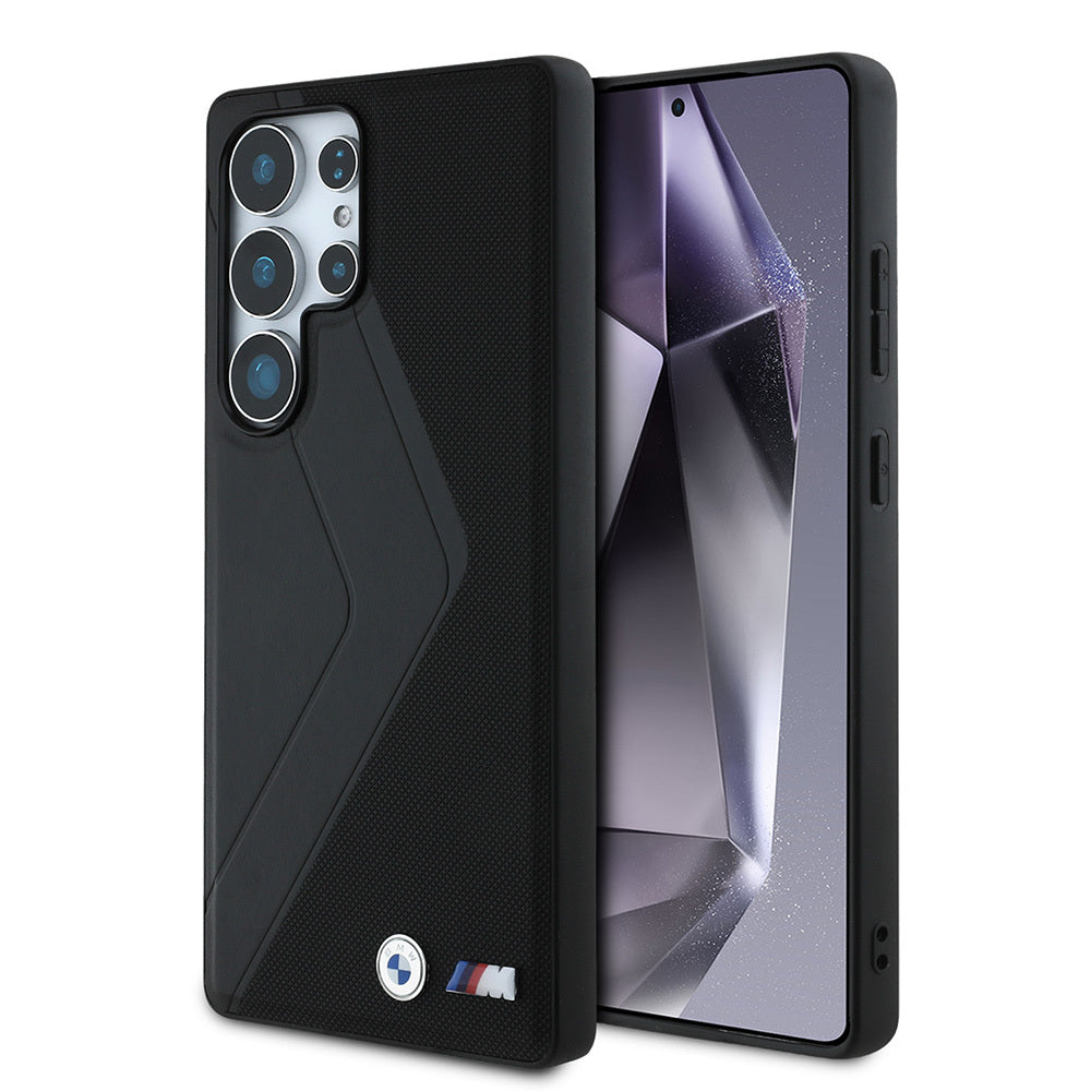 Galaxy S25 Ultra Kılıf BMW Orjinal Lisanslı M-safe Şarj Özellikli M Logolu Oversize Çizgili PU Deri Kapak