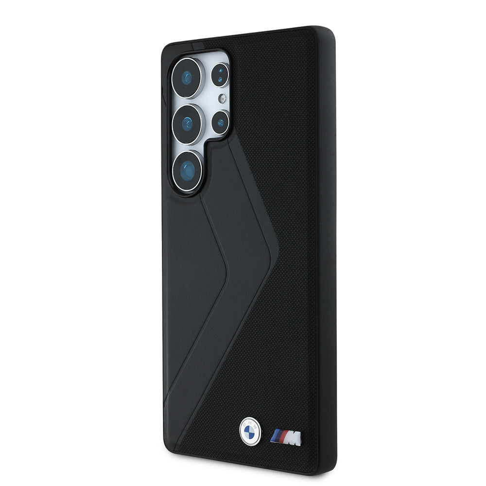 Galaxy S25 Ultra Kılıf BMW Orjinal Lisanslı M-safe Şarj Özellikli M Logolu Oversize Çizgili PU Deri Kapak