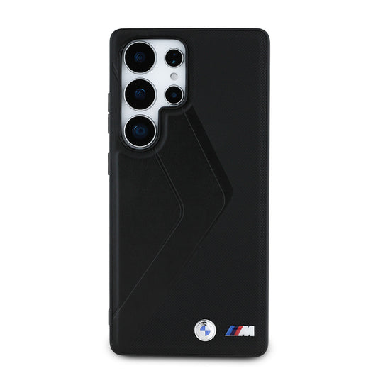 Galaxy S25 Ultra Kılıf BMW Orjinal Lisanslı M-safe Şarj Özellikli M Logolu Oversize Çizgili PU Deri Kapak