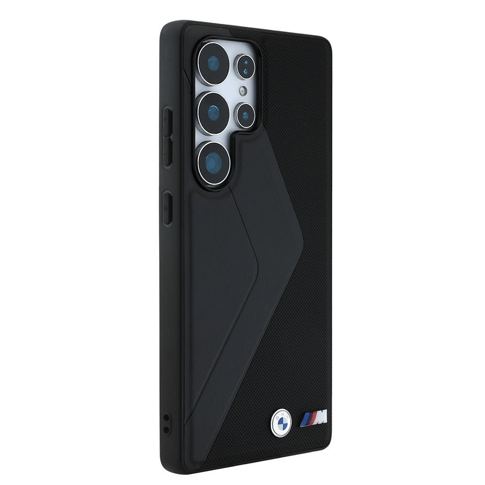 Galaxy S25 Ultra Kılıf BMW Orjinal Lisanslı M-safe Şarj Özellikli M Logolu Oversize Çizgili PU Deri Kapak