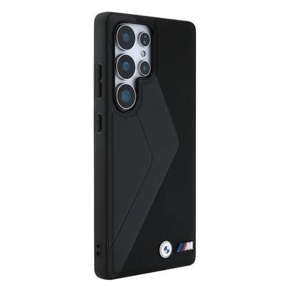 Galaxy S25 Ultra Kılıf BMW Orjinal Lisanslı M-safe Şarj Özellikli M Logolu Oversize Çizgili PU Deri Kapak