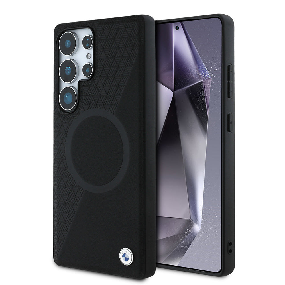 Galaxy S25 Ultra Kılıf BMW Orjinal Lisanslı M-safe Şarj Özellikli Metal Logolu Yarım Dokulu Circle Deri Kapak