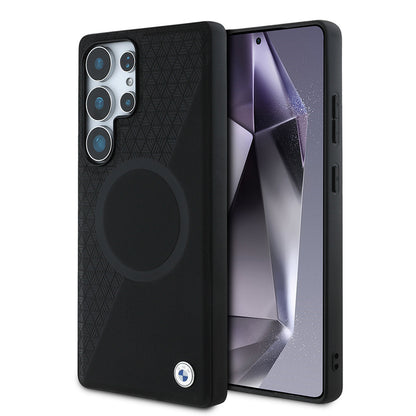 Galaxy S25 Ultra Kılıf BMW Orjinal Lisanslı M-safe Şarj Özellikli Metal Logolu Yarım Dokulu Circle Deri Kapak