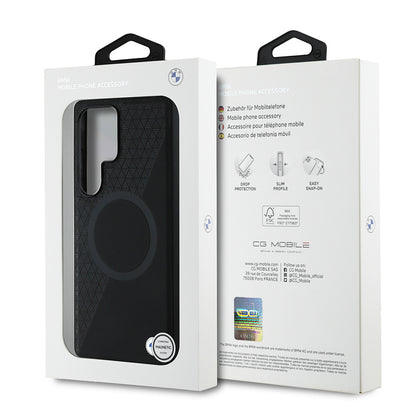 Galaxy S25 Ultra Kılıf BMW Orjinal Lisanslı M-safe Şarj Özellikli Metal Logolu Yarım Dokulu Circle Deri Kapak