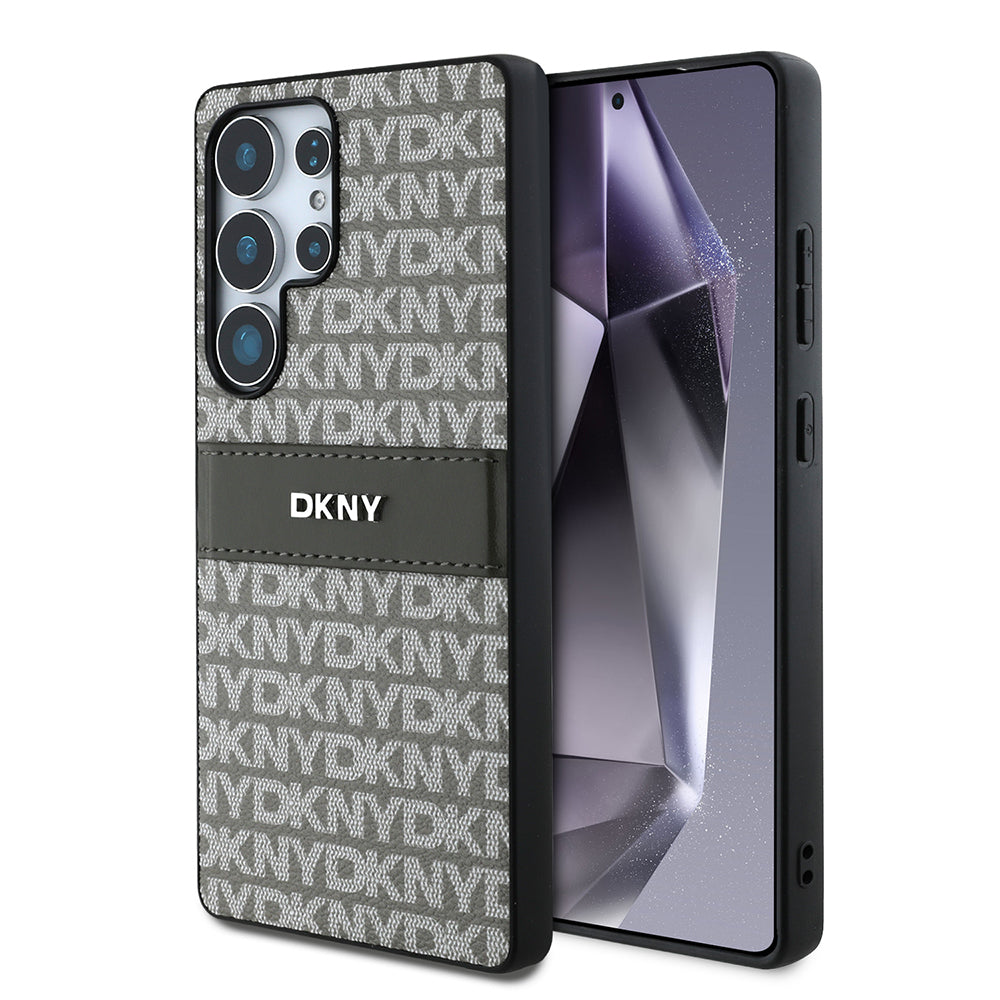 Galaxy S25 Ultra Kılıf DKNY Orjinal Lisanslı Kartlıklı 3D Yazılı Repeat Texture Pattern Kapak